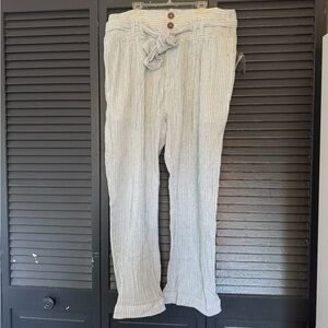 Free People / Green striped / cotton high waisted pants